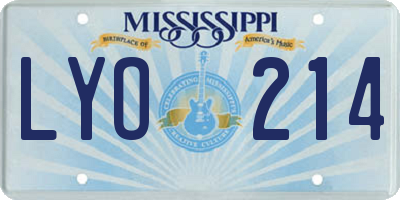 MS license plate LYO214