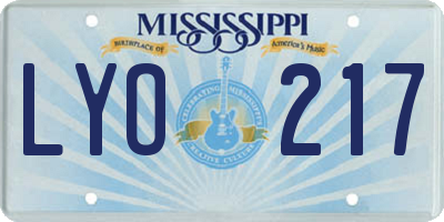 MS license plate LYO217