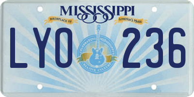 MS license plate LYO236
