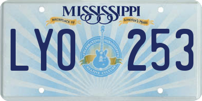 MS license plate LYO253