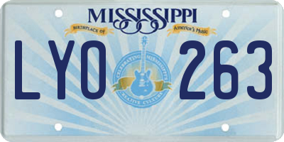 MS license plate LYO263