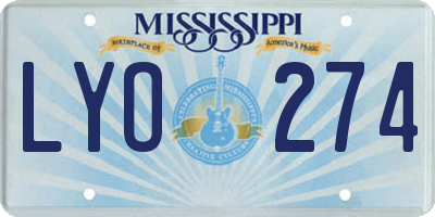 MS license plate LYO274