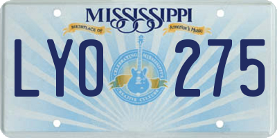 MS license plate LYO275