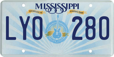 MS license plate LYO280