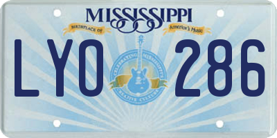 MS license plate LYO286