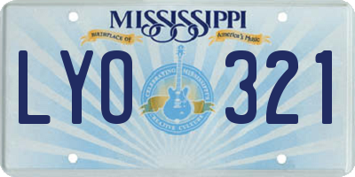 MS license plate LYO321