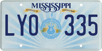 MS license plate LYO335