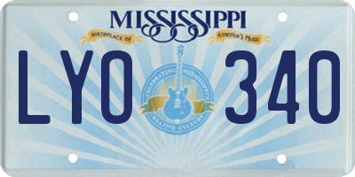 MS license plate LYO340