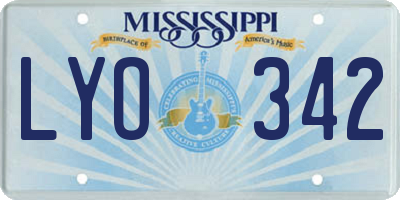 MS license plate LYO342
