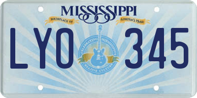 MS license plate LYO345