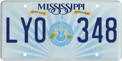 MS license plate LYO348