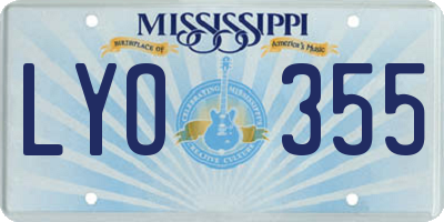 MS license plate LYO355