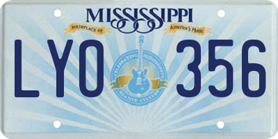 MS license plate LYO356
