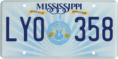 MS license plate LYO358