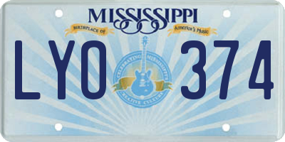 MS license plate LYO374