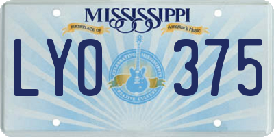 MS license plate LYO375