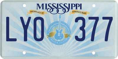 MS license plate LYO377
