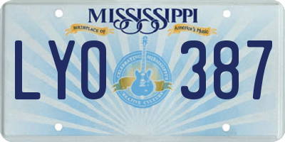 MS license plate LYO387