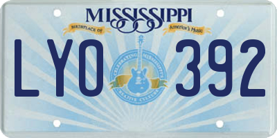MS license plate LYO392