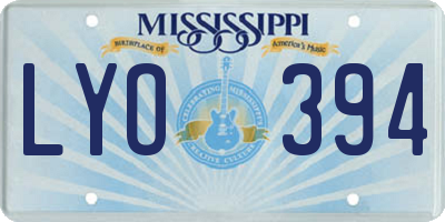 MS license plate LYO394