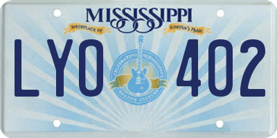 MS license plate LYO402