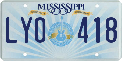 MS license plate LYO418