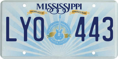 MS license plate LYO443
