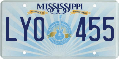 MS license plate LYO455