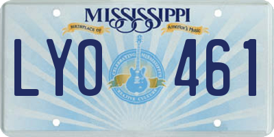 MS license plate LYO461