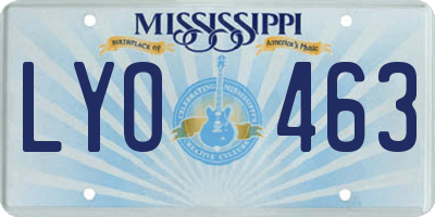 MS license plate LYO463