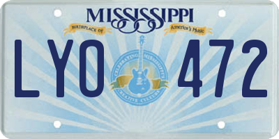 MS license plate LYO472
