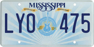 MS license plate LYO475