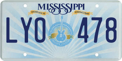MS license plate LYO478