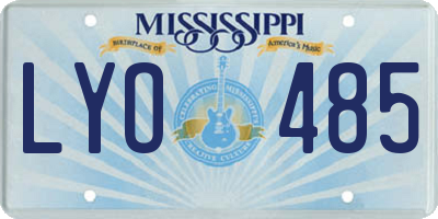 MS license plate LYO485