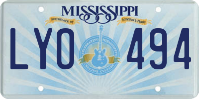 MS license plate LYO494