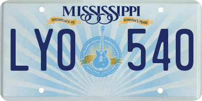 MS license plate LYO540