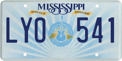 MS license plate LYO541