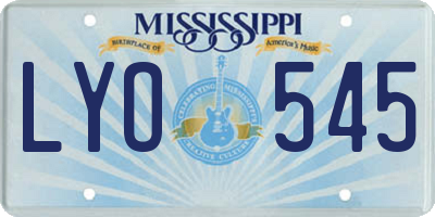 MS license plate LYO545