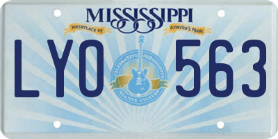 MS license plate LYO563