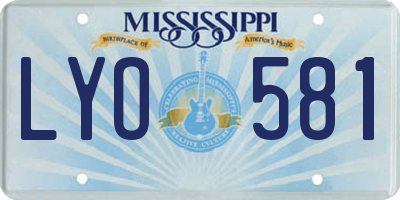 MS license plate LYO581
