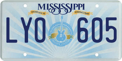 MS license plate LYO605