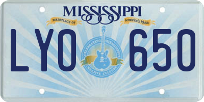 MS license plate LYO650