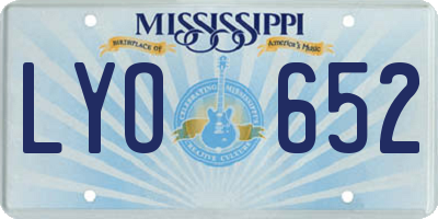 MS license plate LYO652