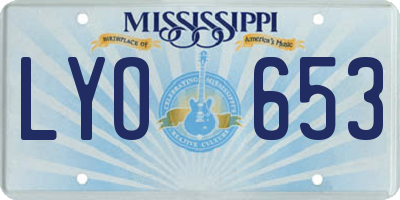 MS license plate LYO653