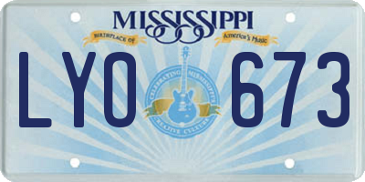 MS license plate LYO673
