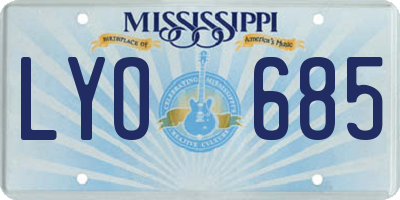 MS license plate LYO685