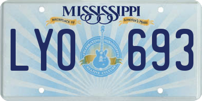 MS license plate LYO693