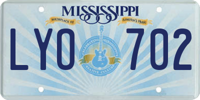 MS license plate LYO702