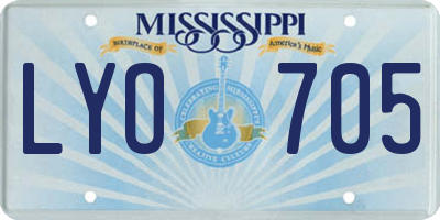 MS license plate LYO705