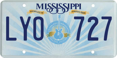 MS license plate LYO727